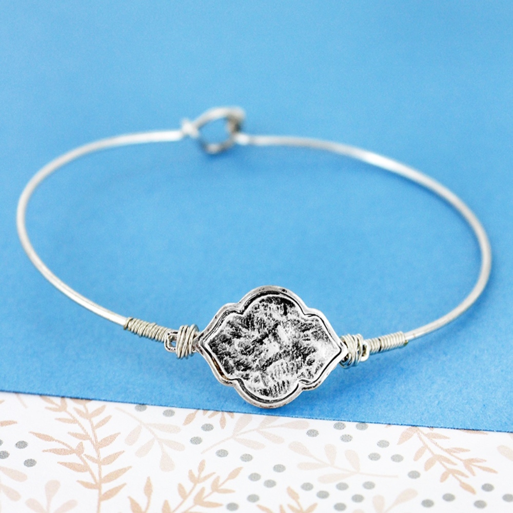 2/$12- SILVERTONE WIRE-WRAPPED MOROCCAN BANGLE